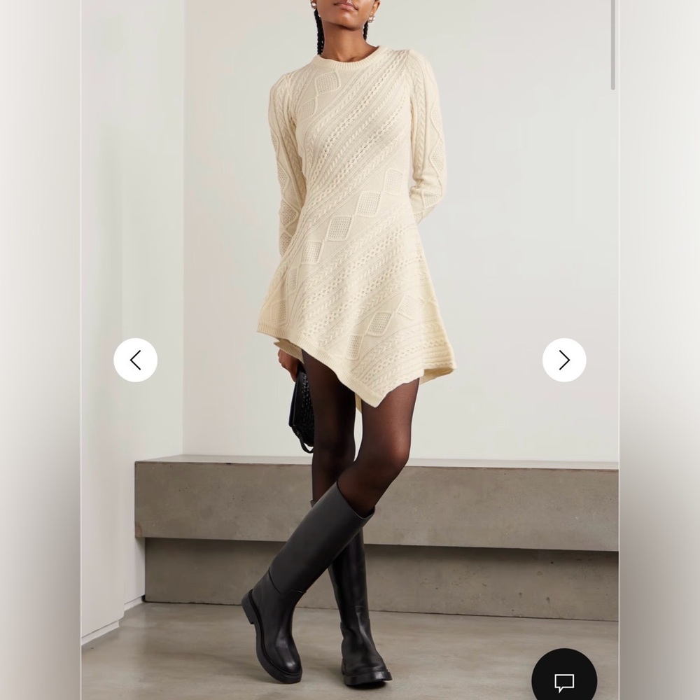 IVORY EVA ASYMMETRICAL LS SWEATER DRESS Size S